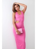 Smooth dress with a cut-out waist, dark pink 110573 - Online store - Boutique